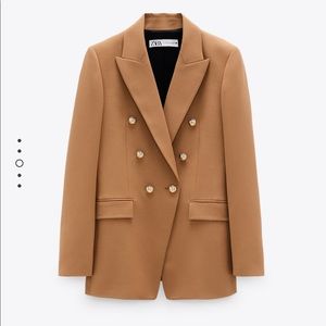 ZARA Taupe Brown Blazer with Gold Buttons